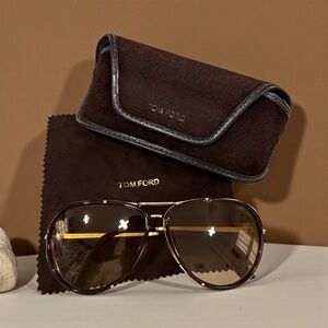 Tom Ford Dark Brown Aviator Sunglasses